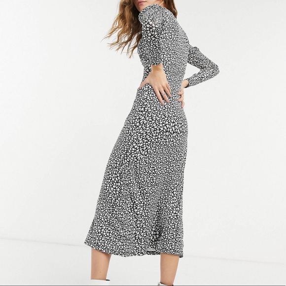 Top Shop Black White Star MIDI Dress Size 4 Small - Picture 4 of 4